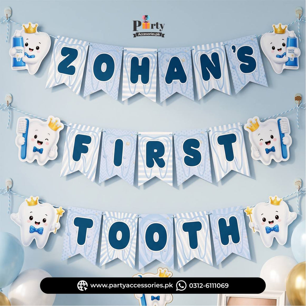 Custiomized First Tooth Party Bunting Banner