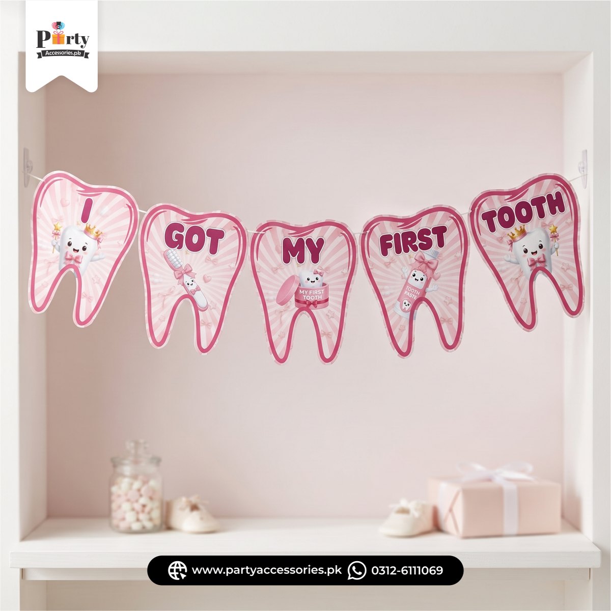 i got my first tooth wall decoration banner