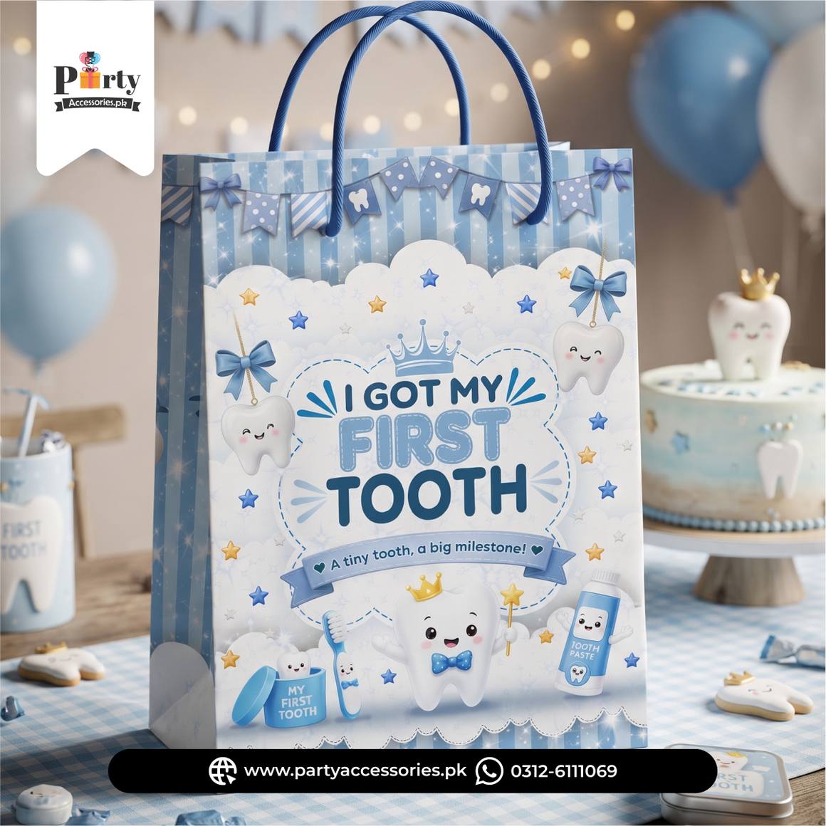 First tooth boy favor goody bags