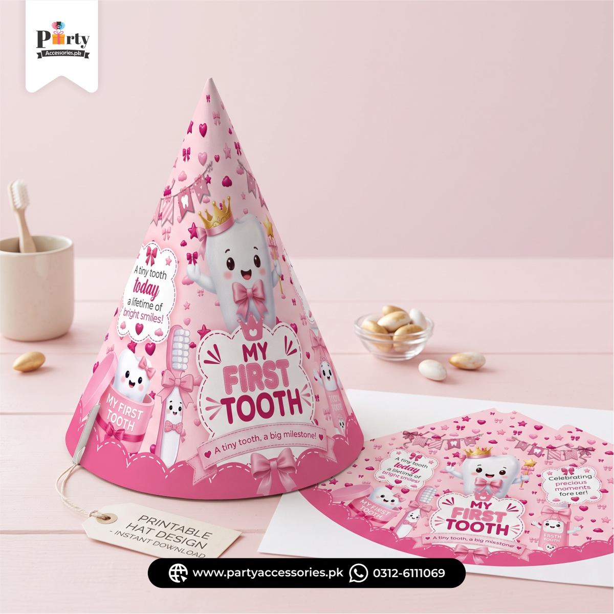 first tooth party cone cap 