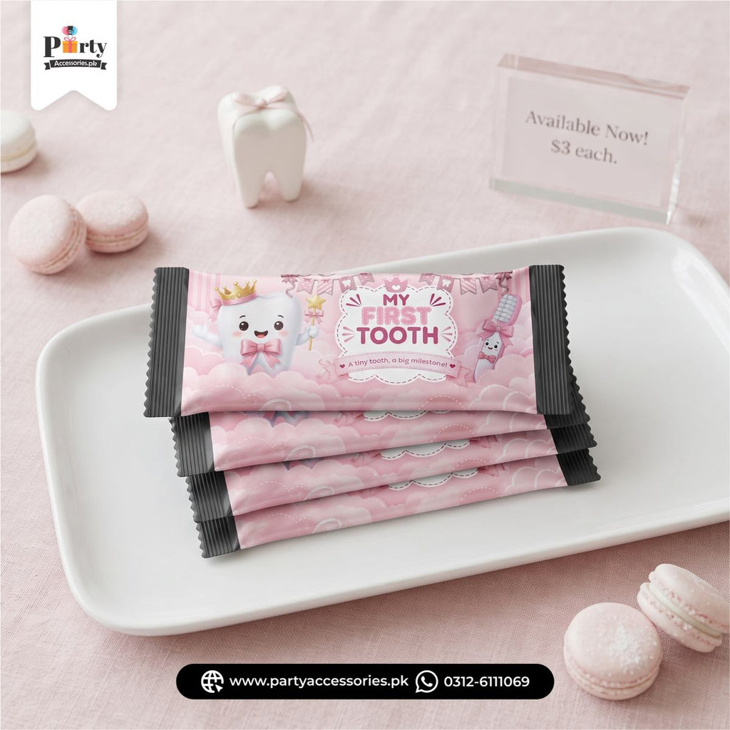 My first tooth girl theme chocolate wraps
