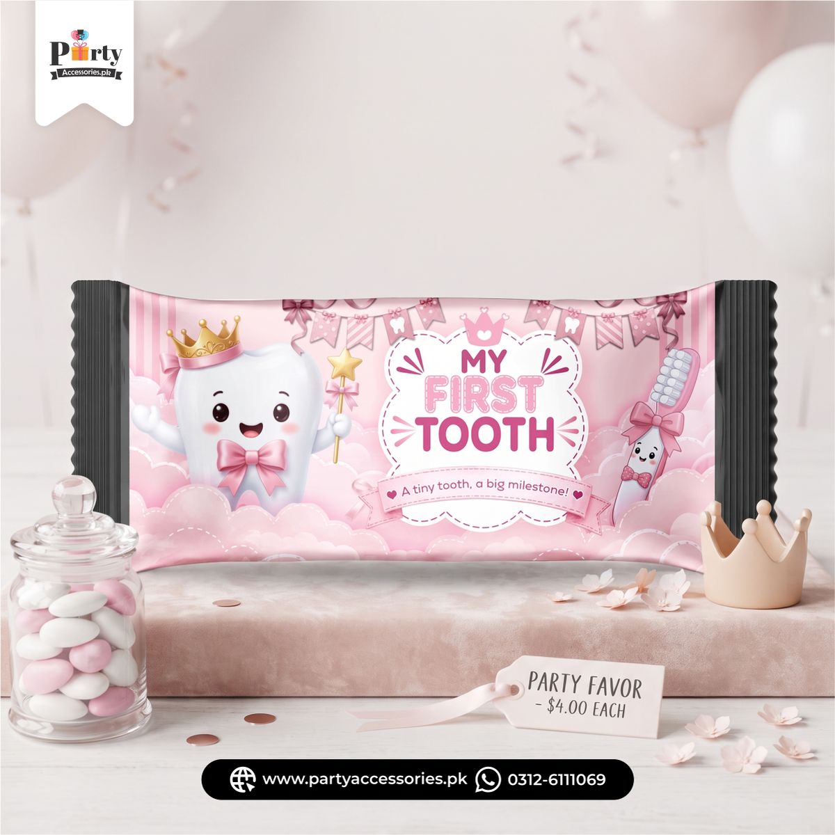 first tooth party chocolate wraps
