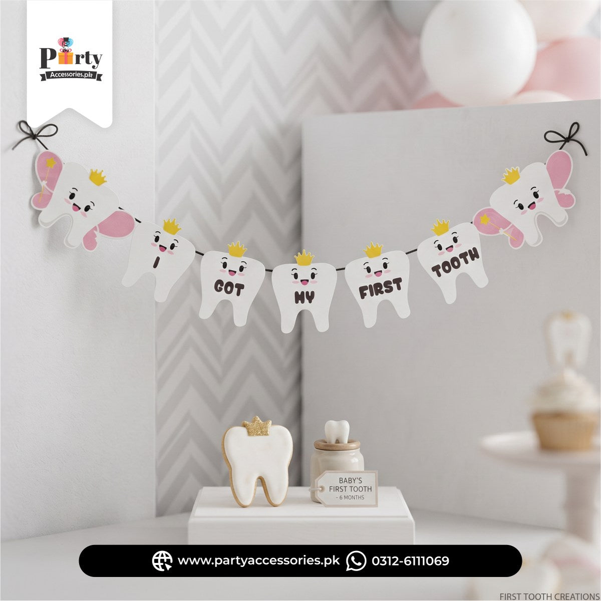 I got my first tooth bunting banner for first tooth party decoration