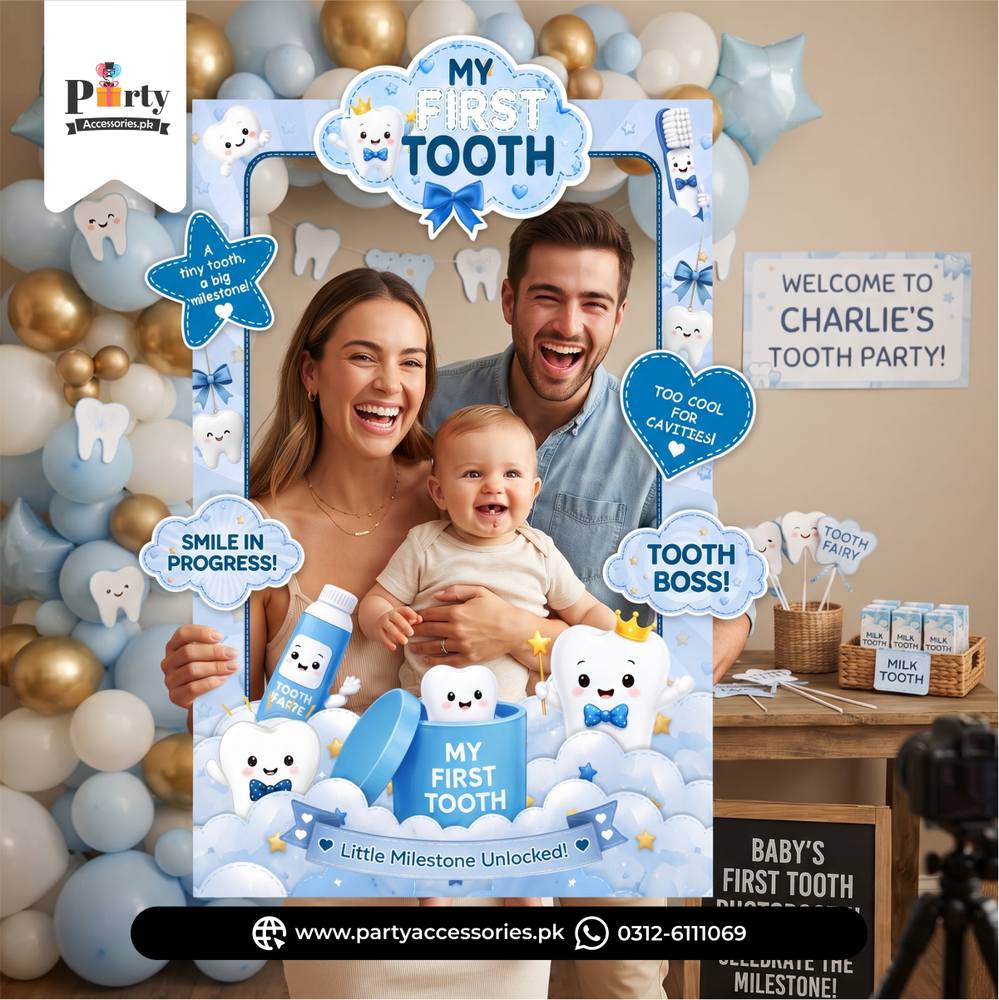 First tooth Photobooth Selfie Frame for baby Boy