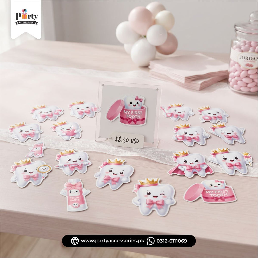 Stickers cutout for First tooth party decoration