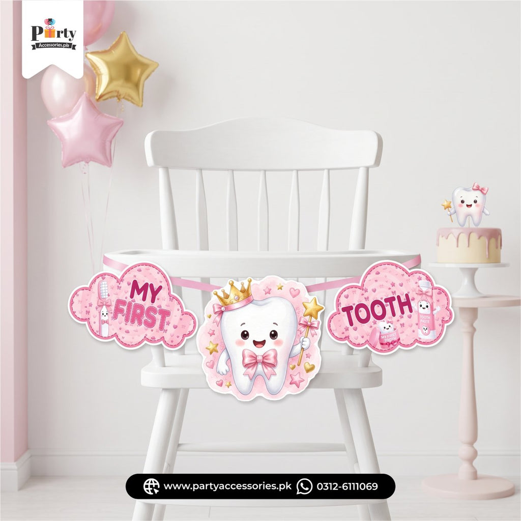 Chair Bunting Banner for First Tooth Girl Party Decoration