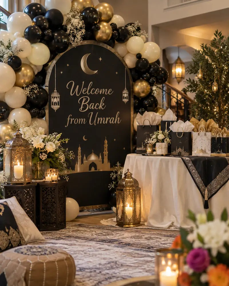 Welcome back from Umrah celebration setup by PartyAccessories.pk