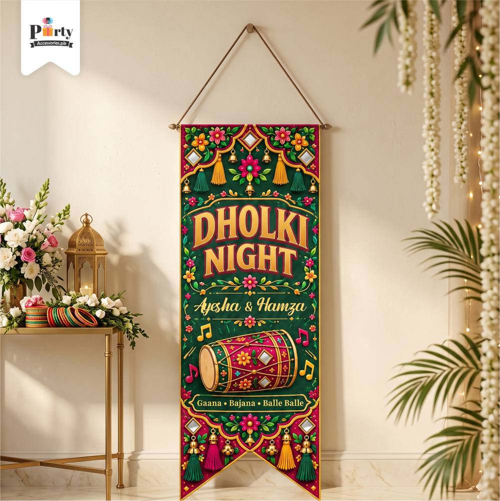 Dholki Night Party Decoration Roman Wall Hanging Banner