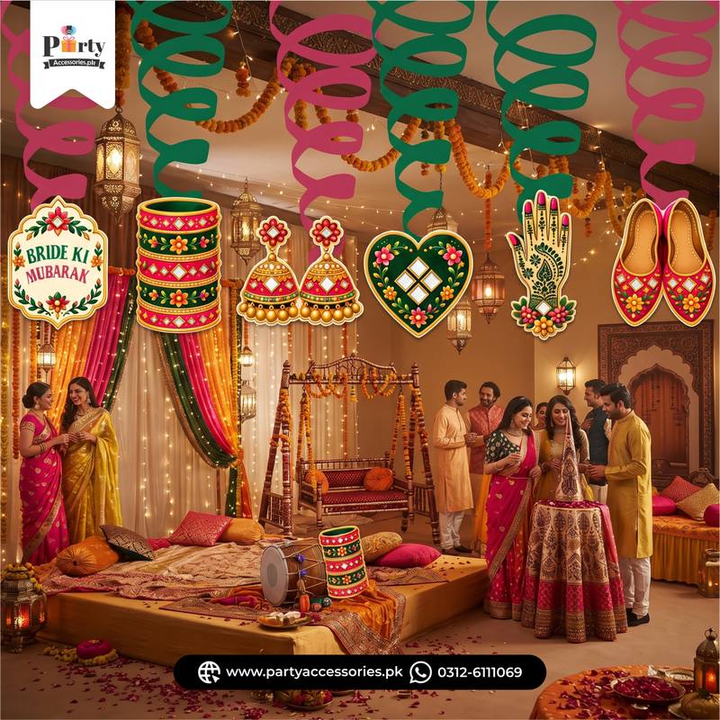 Mehendi Party Decoration Spiral Hanging Swirls (Pack of 6)