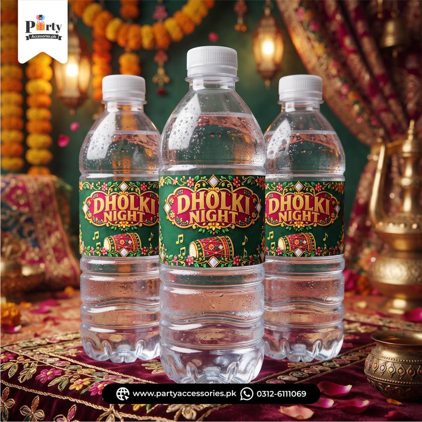 Dholki Night Theme Personalized Bottle Labels
