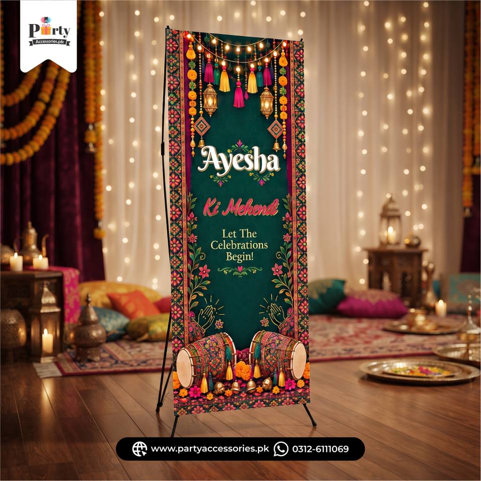 Customized Mayoun / Mehndi decorations | Welcome standee for mehendi event