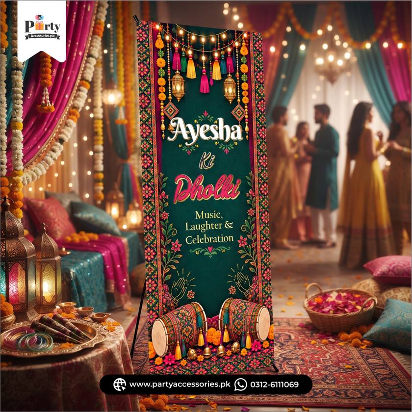 Customized Dholki Welcome Standee – Party Entrance Decoration