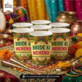 Mehendi Decoration Disposable Cups with Mehendi Design Stickers (Pack of 6)