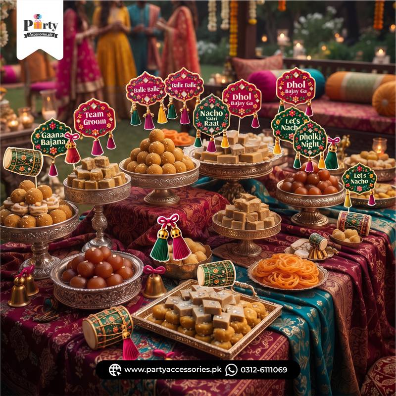 Dholki Theme Cupcake Toppers – Party Decoration 