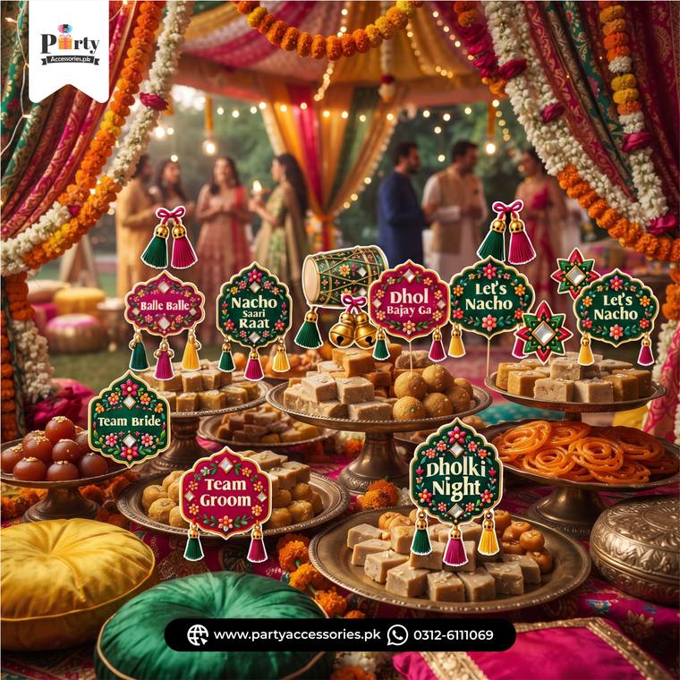 Dholki Party Cupcake Toppers