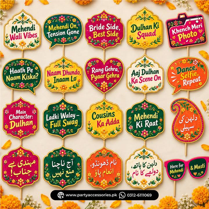 Mehndi Party Celebration Photo Props – Colorful Festive Props Set