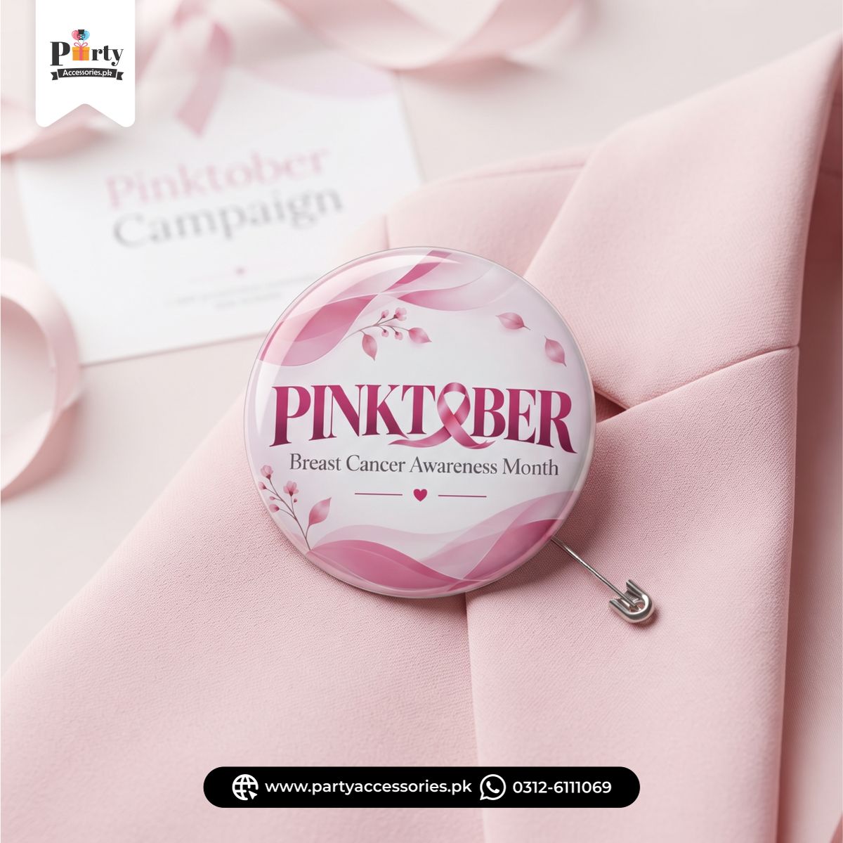 Pinktober Theme Button Badge (Each pcs)