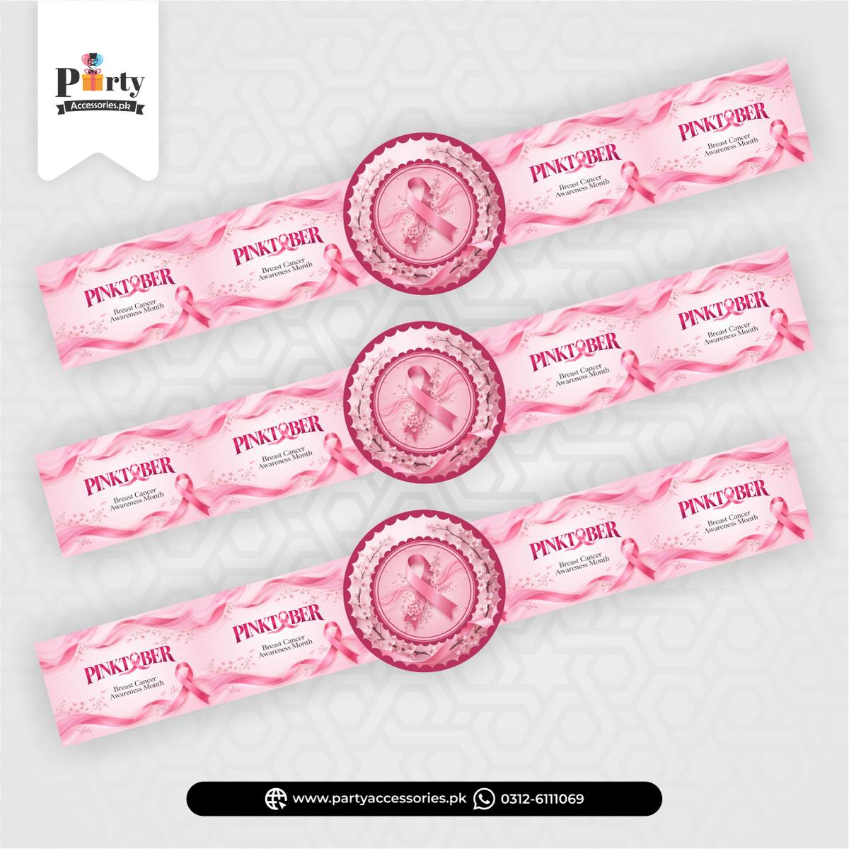 Pinktober Theme Hand & Wrist Bands