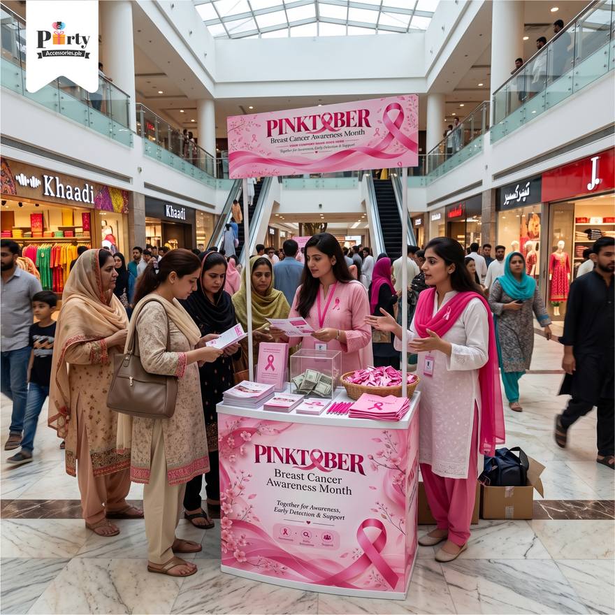 Pinktober Theme Kiosk Stand | Custom Promotional Table
