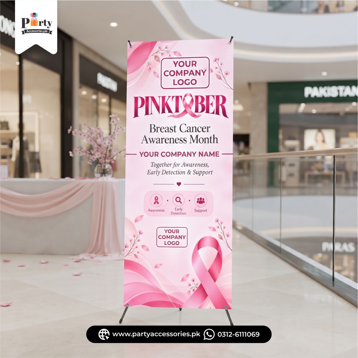 Pinktober Breast Cancer Awareness Month Welcome Standee