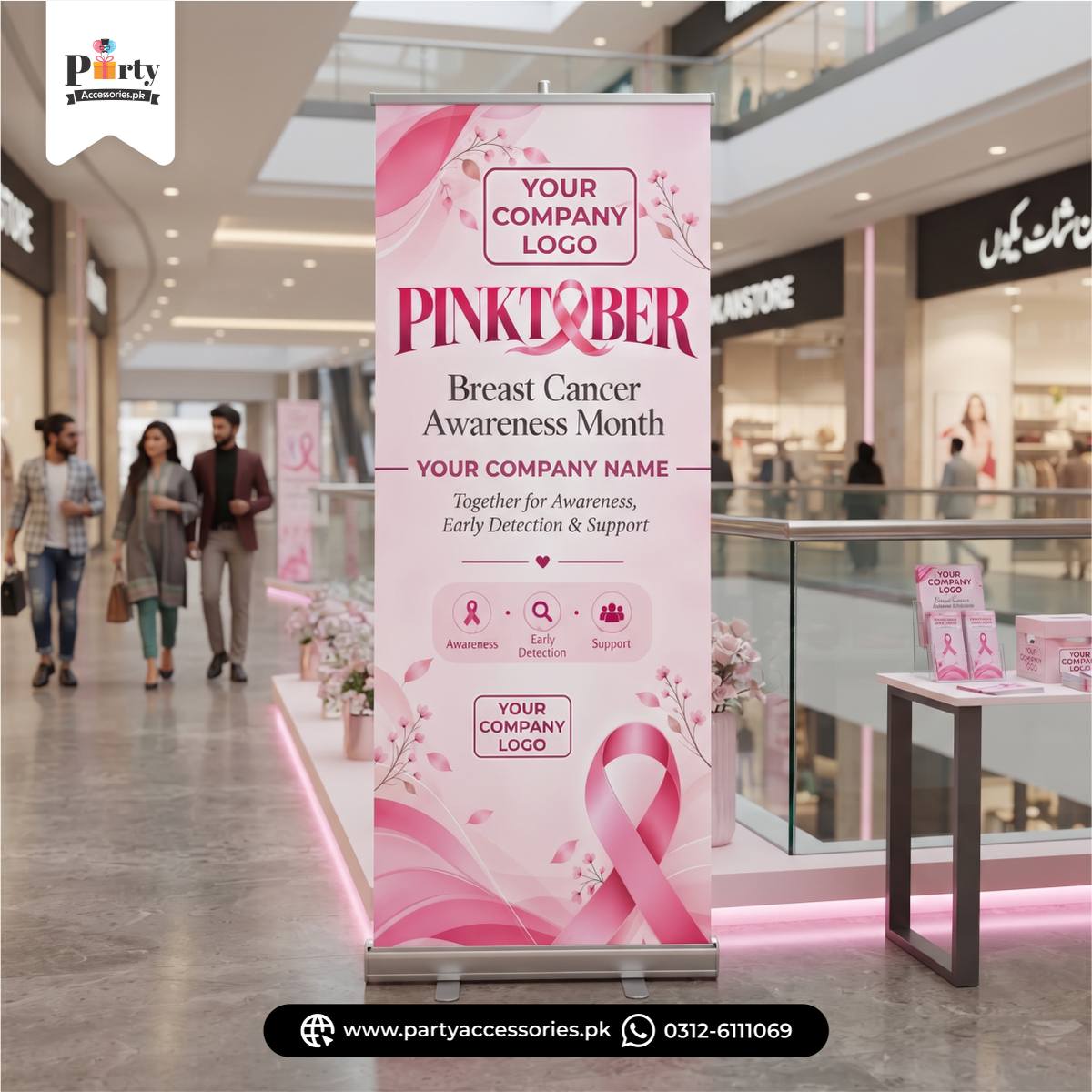 Pinktober Theme Rollup Standee Banner