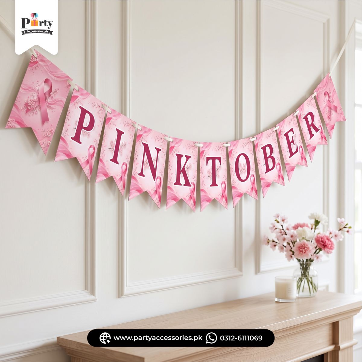Pinktober Printed Bunting Banner