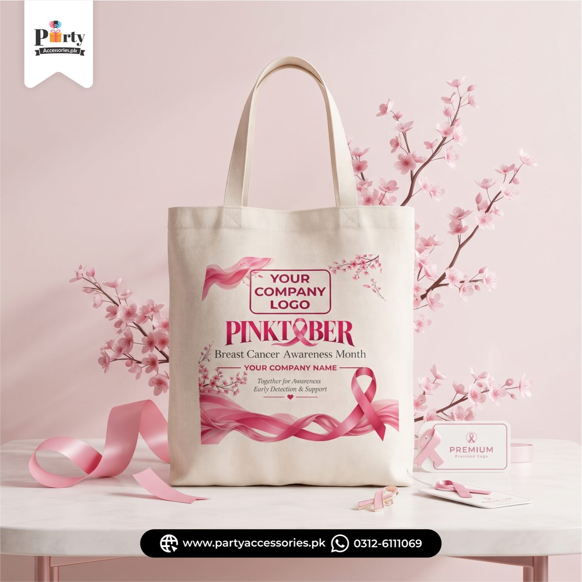 Pinktober Theme Tote Bags