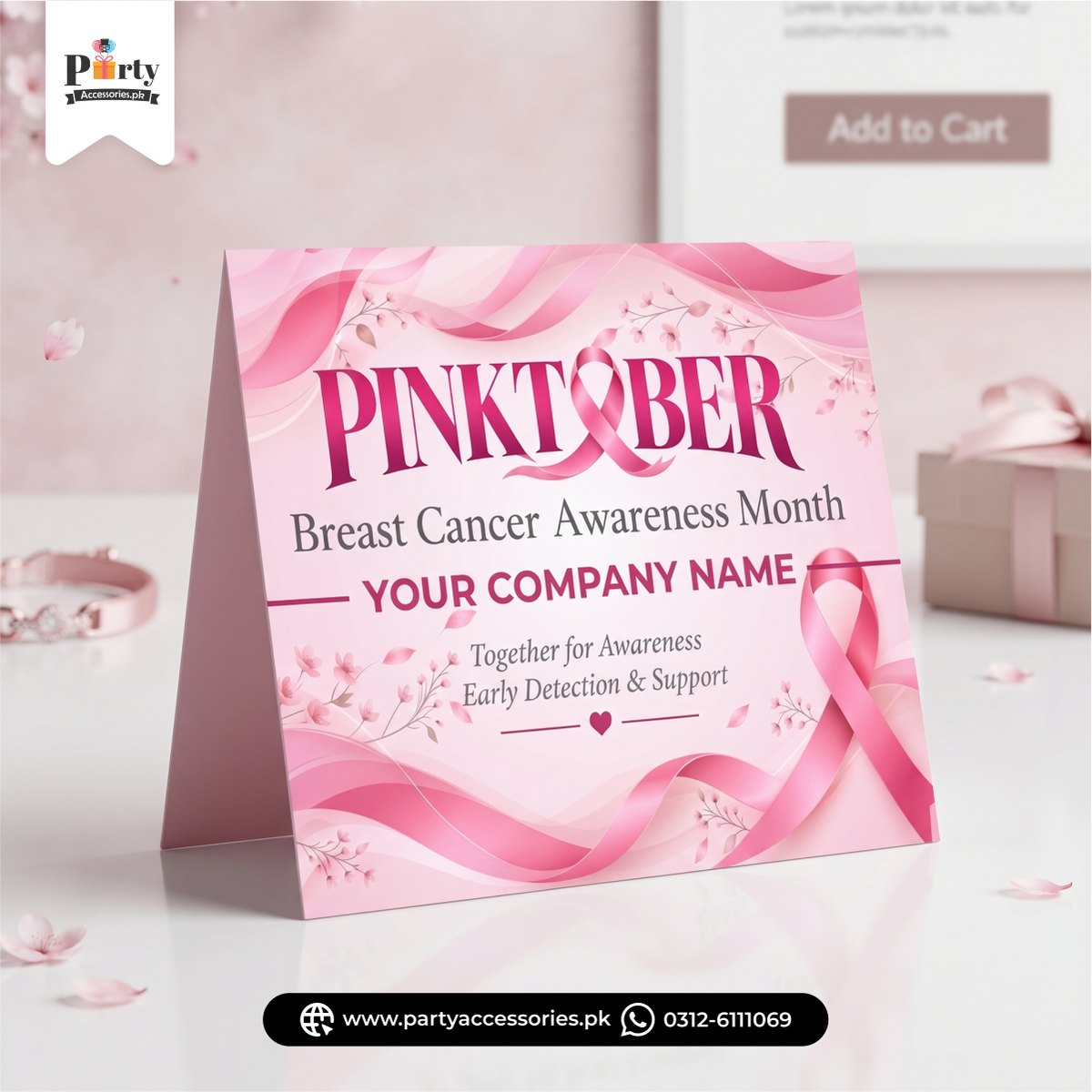 Pinktober Theme Table Tent Cards 