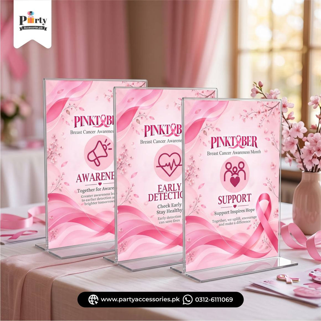 Acrylic table holder or pinktober event 