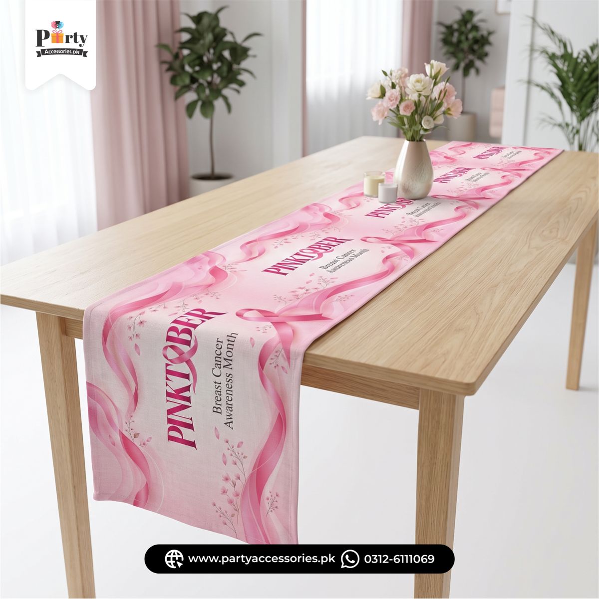 Pinktober Theme Table Runner