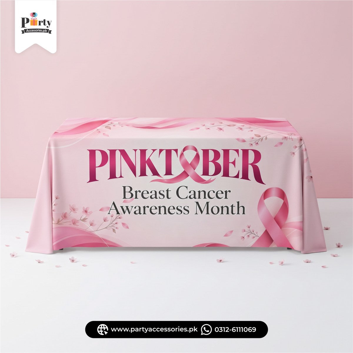 Pinktober Theme Table Top Sheet / Table Cover
