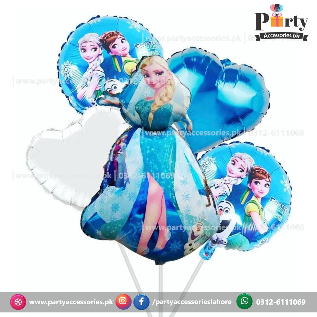 Frozen Elsa themed birthday exclusive foil balloons set of 5 pcs wall decoration 