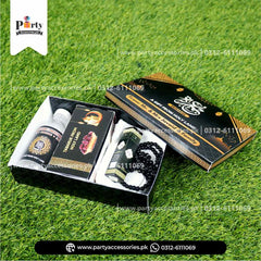 6 Boxes - 6 date box - 6 bottles - 6 tasbeeh - 6 caps - 6 Ittar