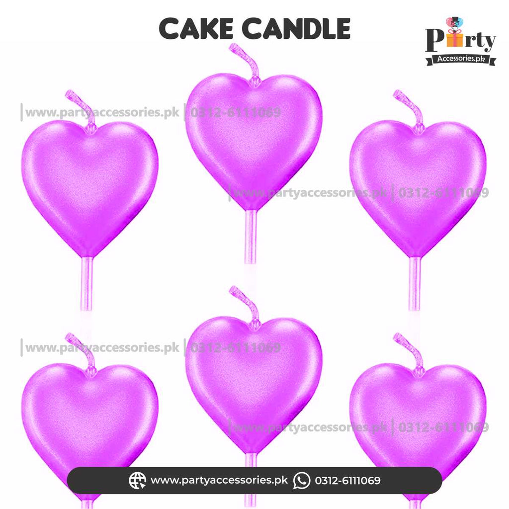 Cake topper Candles in heart shape | Pack of 4
