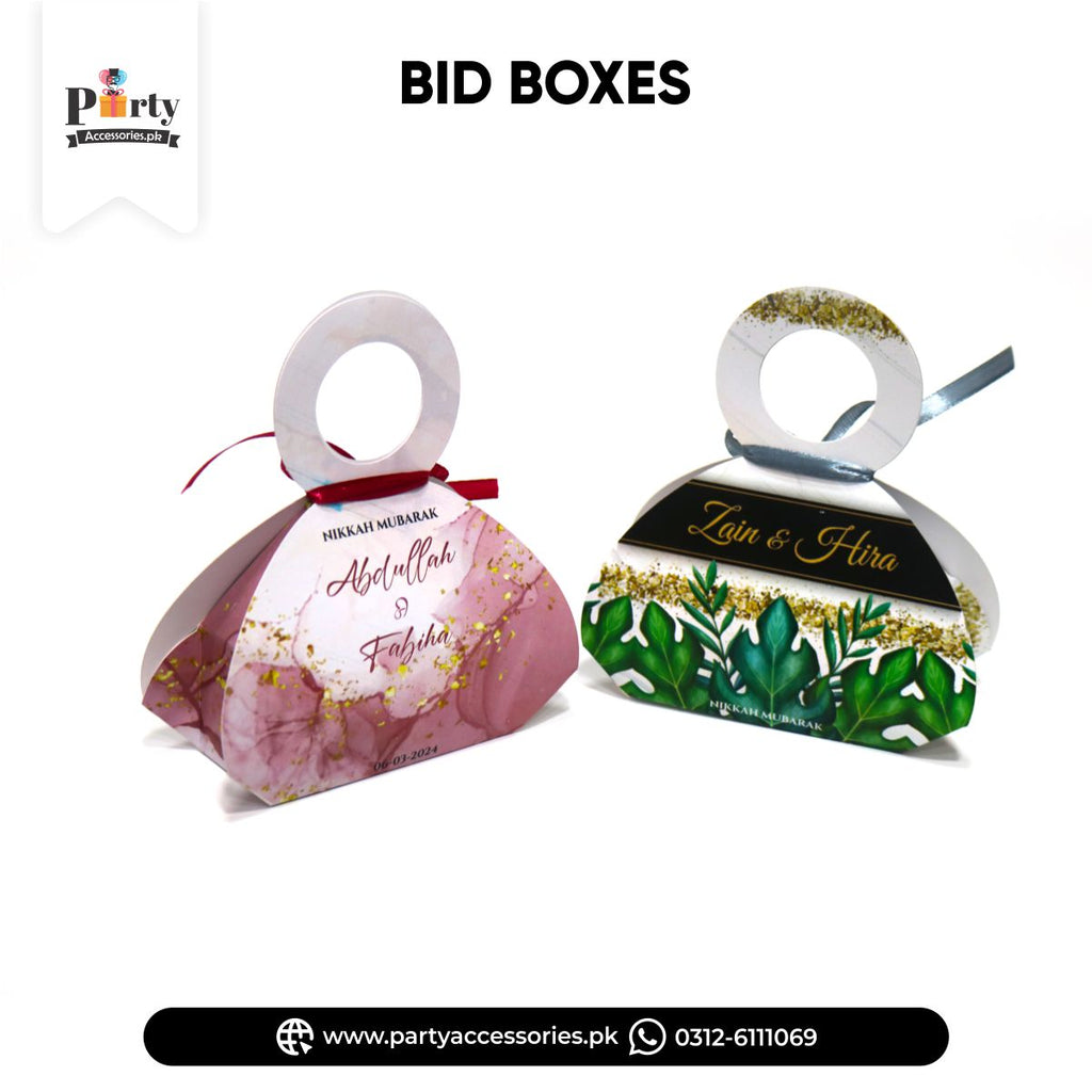 Bid Boxes for wedding favors | Customized bidh distribution box in new style | Pack of 12