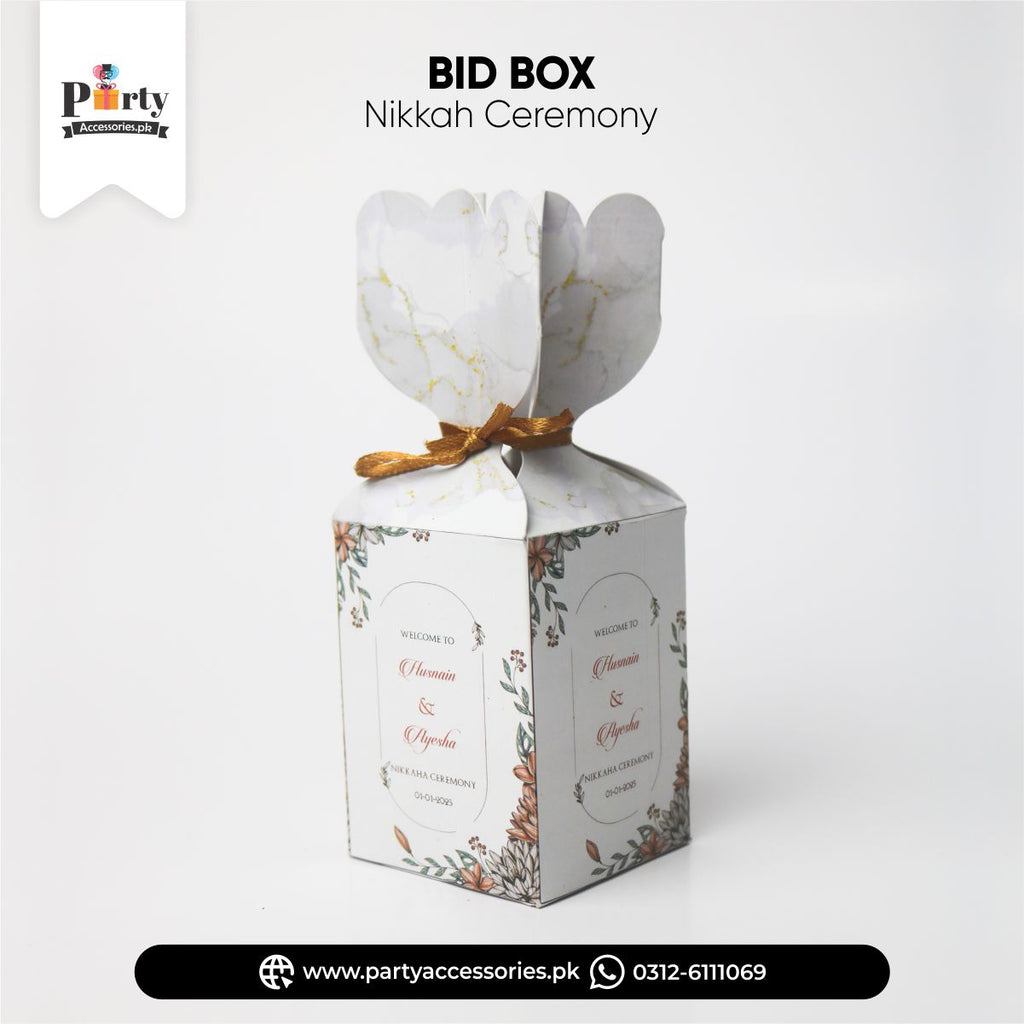 bid box candy style for wedding favors