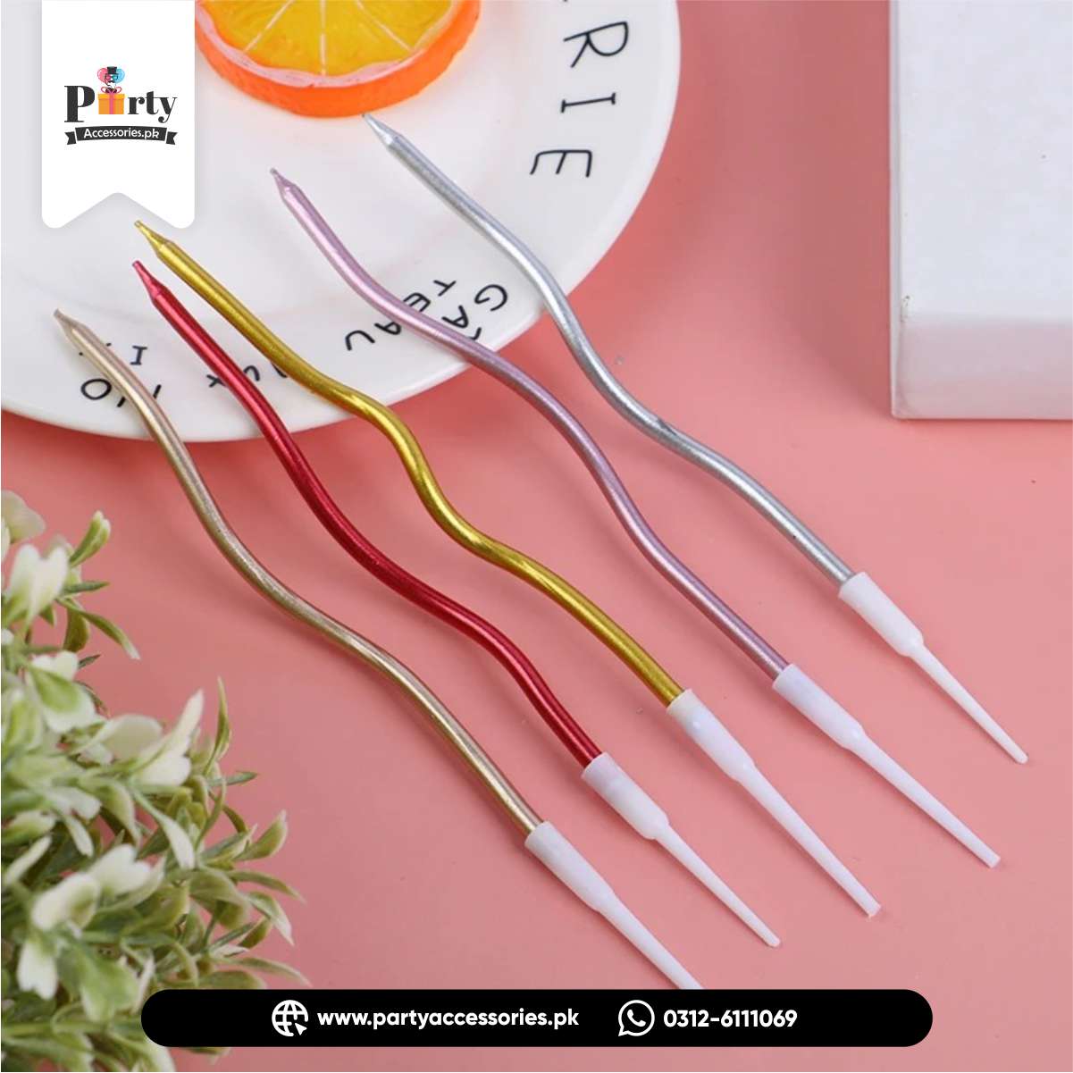 Spiral candles for cake 6pcs pack | elegant decor for cake