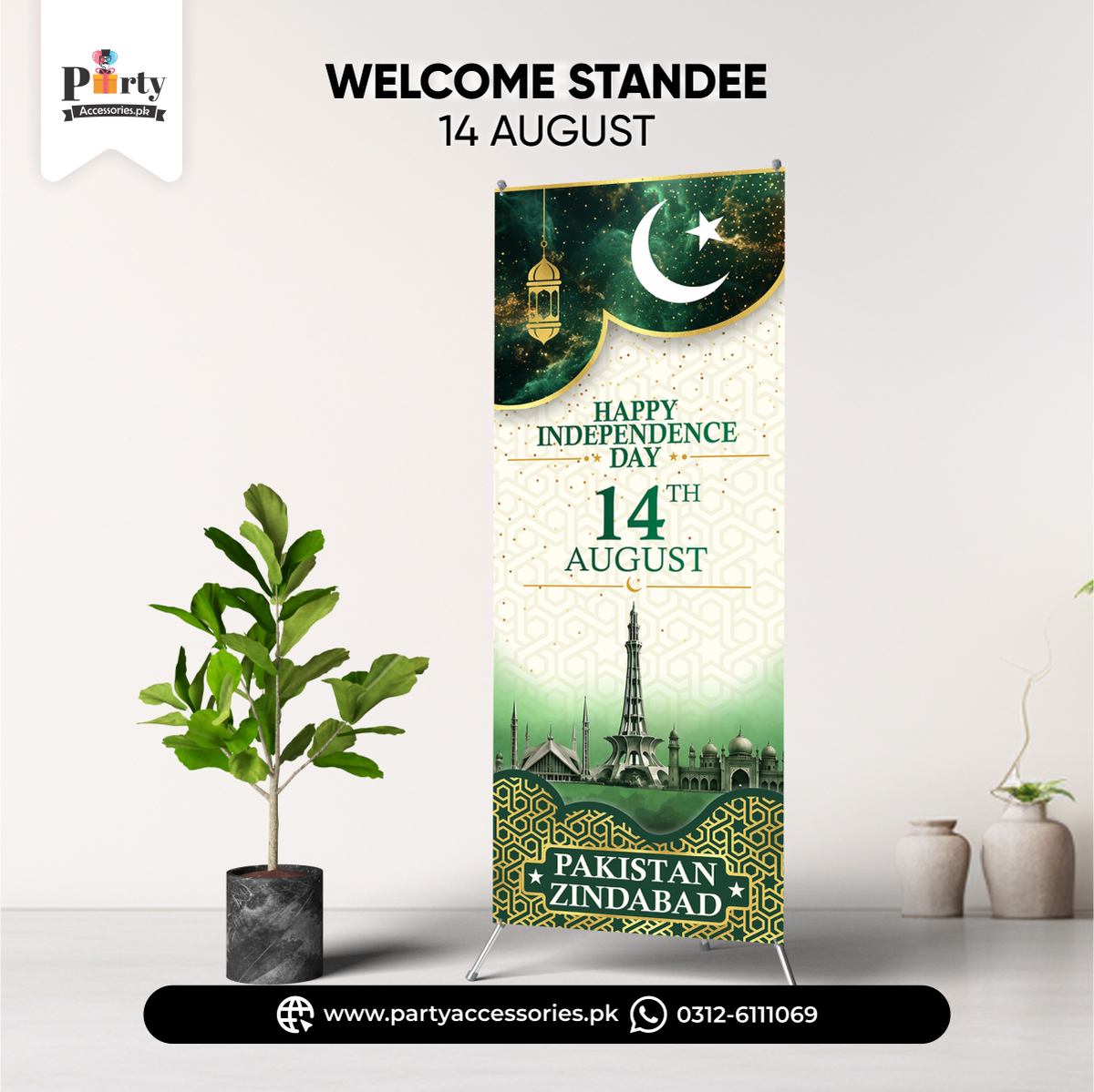 Customized 14 August Pakistan independence day Welcome Standee 