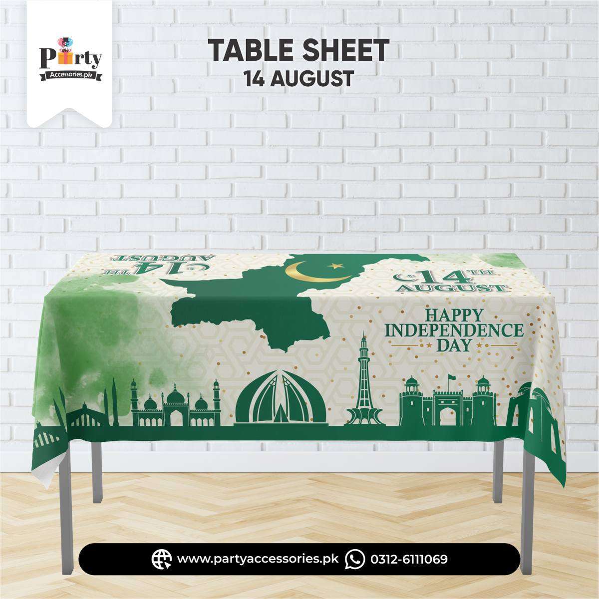 14 August Theme Customized Table Top Sheet for Independence Day Party Decoration
