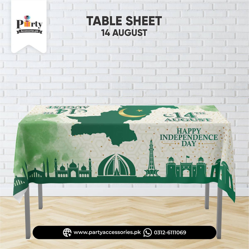 14 August Theme Customized Table Top Sheet for Independence Day Party Decoration