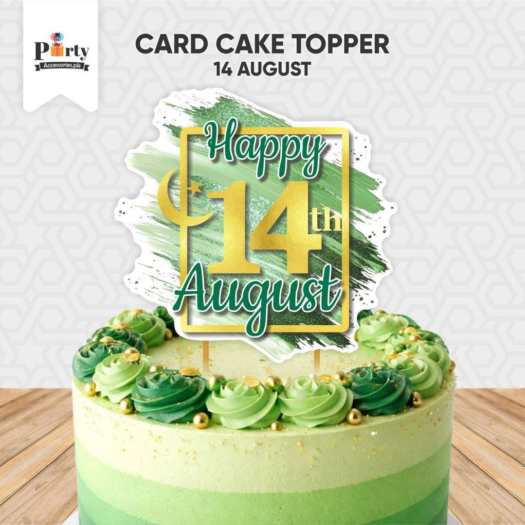 14 August theme card cake topper