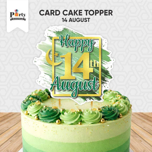 14 August theme card cake topper