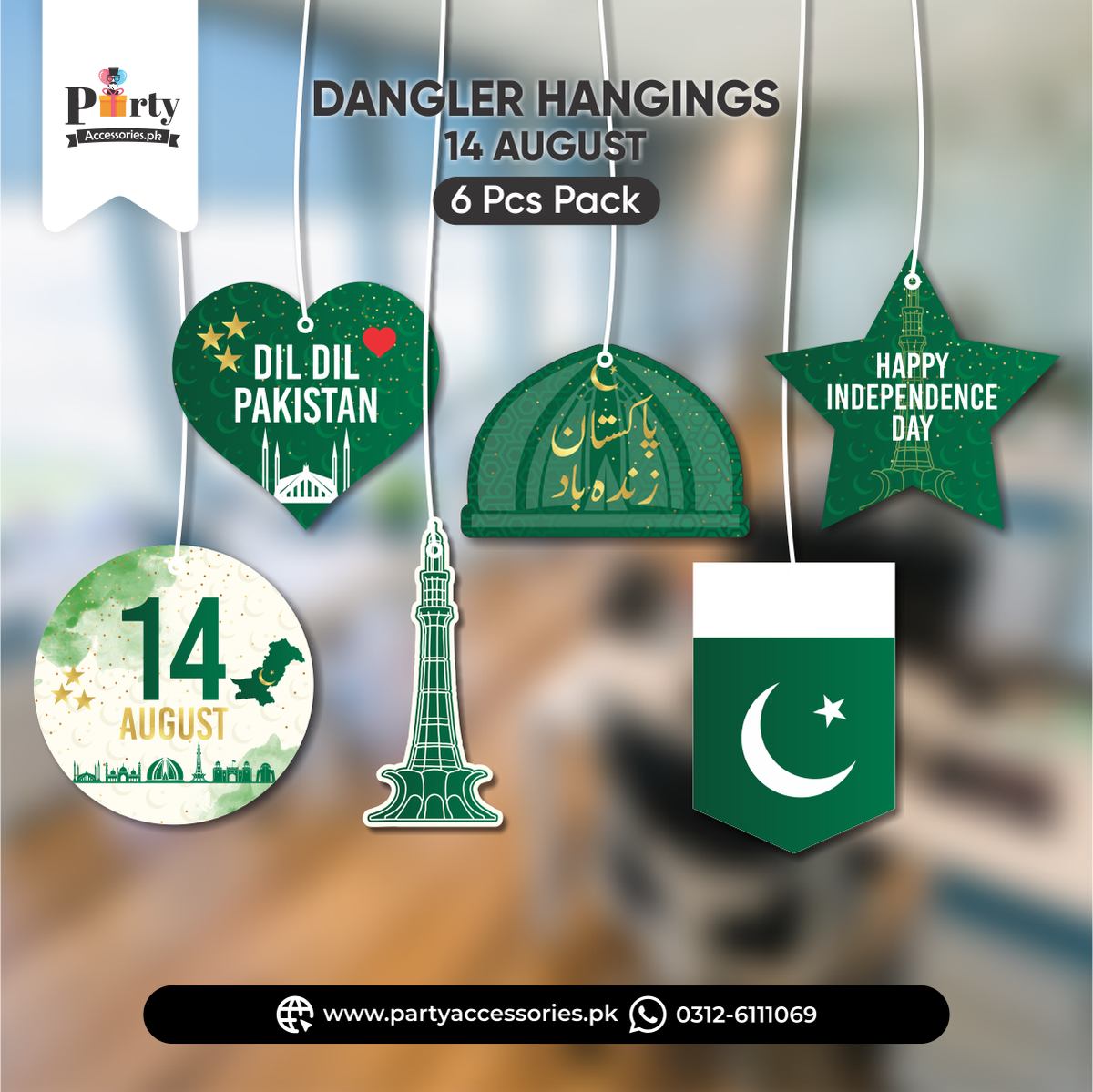 14 August Theme Danglers Hanging Decorations – Pakistan Independence Day Décor