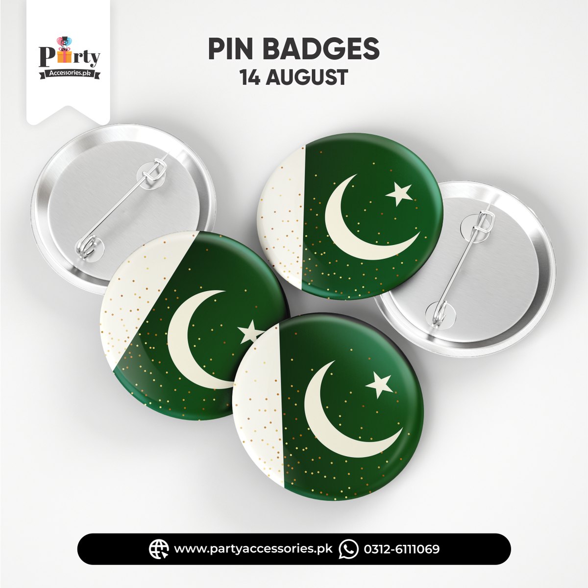 Pakistan Flag Button Badge (Pack of 6)