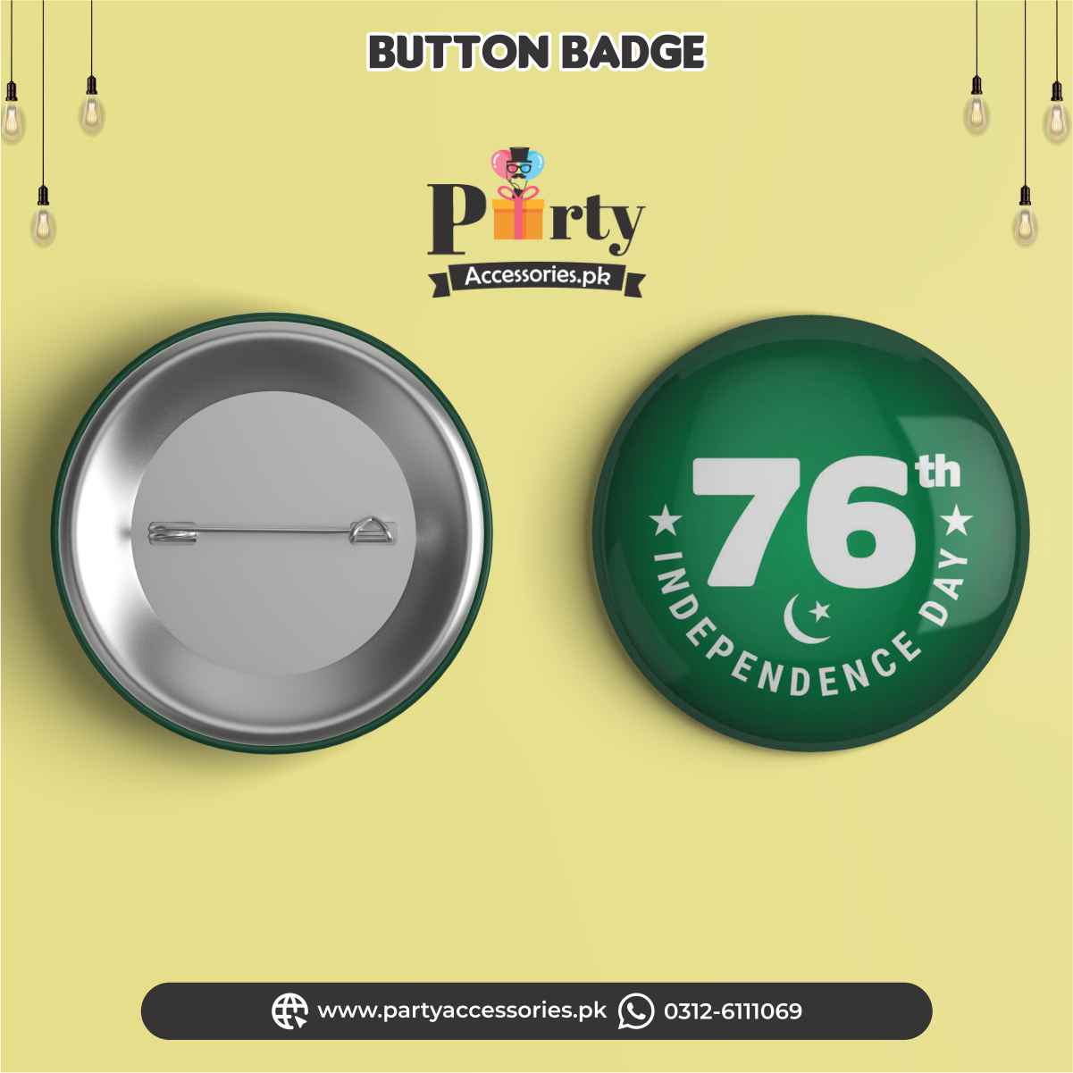 Customized 14 August independence day button badge