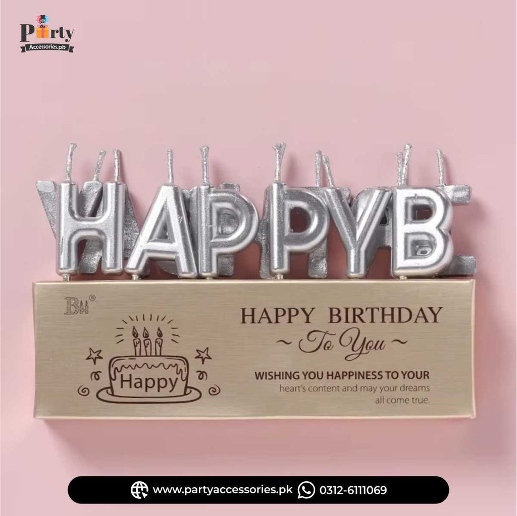 Happy Birthday Letters Birthday Cake Topper Premium Candles Set