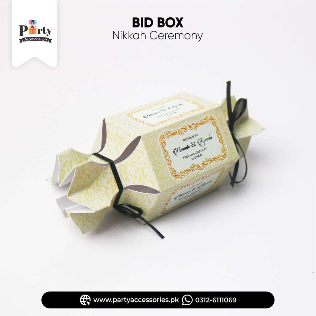 CUSTOMIZED BEIGE THEME COLOR BOD BOXES FOR WEDDING GUEST GIVEAWAY