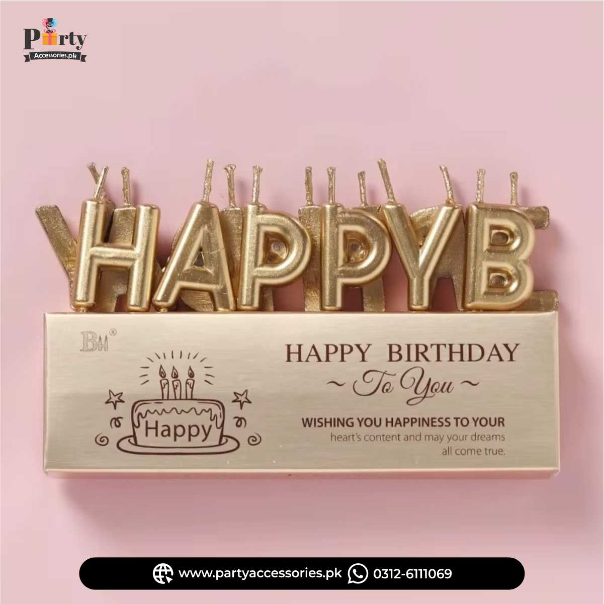 Happy Birthday Letters Birthday Cake Topper Premium Candles Set