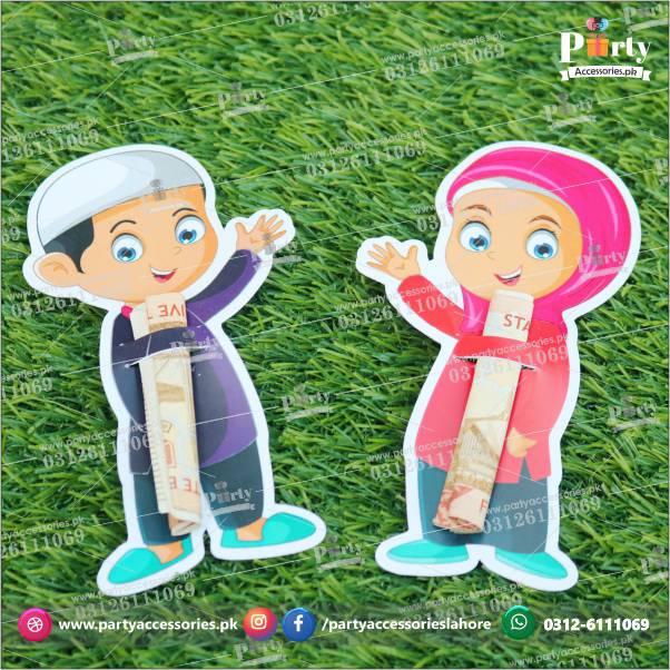 Eidi Giveaway Cards envelope boy girl shape | Pack of 12