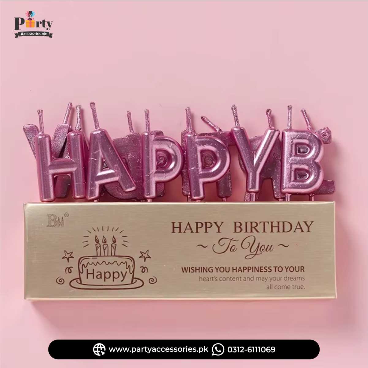 Happy Birthday Letters Birthday Cake Topper Premium Candles Set
